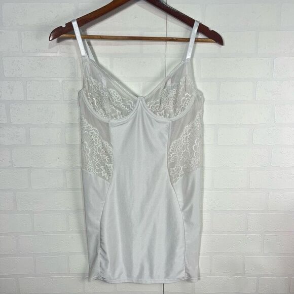 Coquette Womens Slip Dress Chemise size Large White Coquette Style - Picture 1 of 12